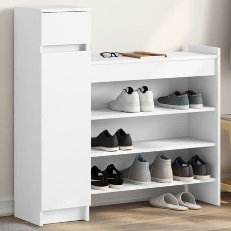 Shoe Cabinet White 100.5x28x100 cm Engineered Wood vidaXL