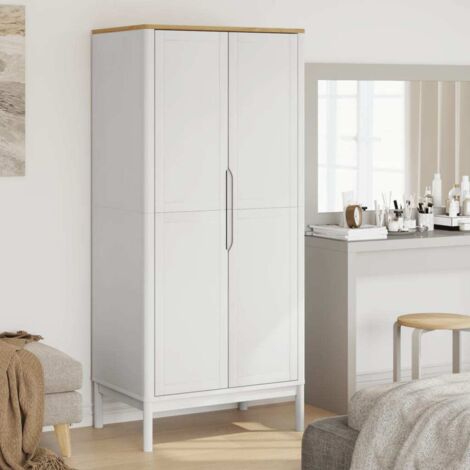 Wardrobe FLORO White 77x53x171 cm Solid Wood Pine vidaXL (1/5)
