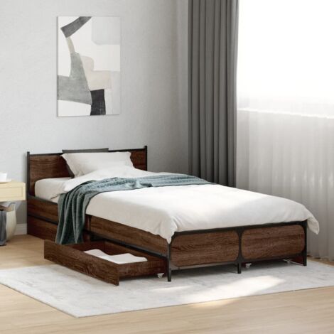 Bed Frame with Drawers without Mattress Brown Oak 75x190 cm Small Single vidaXL