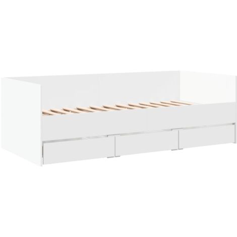 Daybed with Drawers without Mattress White 90x200 cm vidaXL