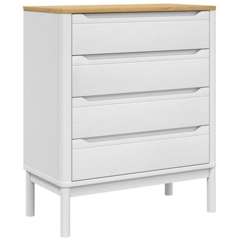 Chest of Drawers FLORO White Solid Wood Pine vidaXL