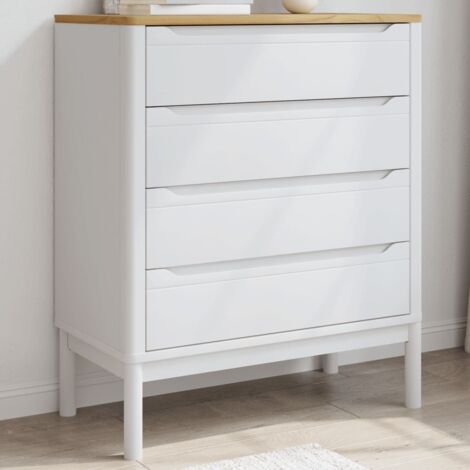 Chest of Drawers FLORO White Solid Wood Pine vidaXL