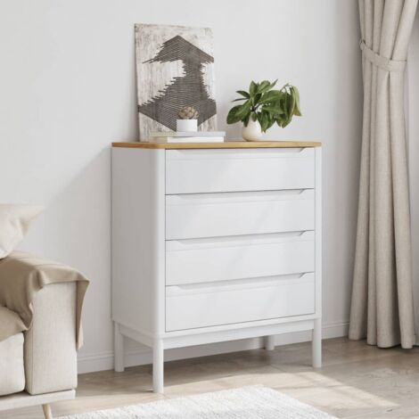 Chest of Drawers FLORO White Solid Wood Pine vidaXL