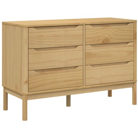 Chest of Drawers FLORO Wax Brown Solid Wood Pine vidaXL (1/5)