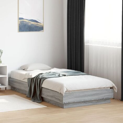 Bed Frame without Mattress Grey Sonoma 100x200 cm Engineered Wood vidaXL (1/5)