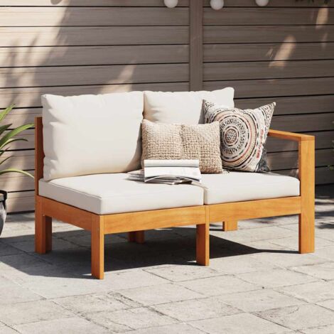Garden Sofa with 1 Armrest 2-Seater Solid Wood Acacia vidaXL