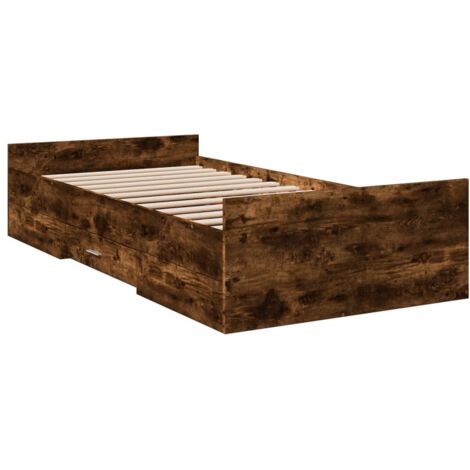 Bed Frame with Drawers without Mattress Smoked Oak 90x190 cm Single vidaXL