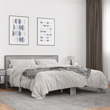 Bed Frame without Mattress Grey Sonoma 150x200 cm King Size vidaXL (1/5)