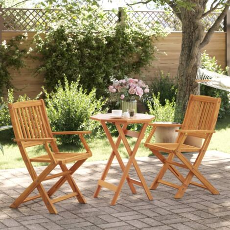3 Piece Folding Bistro Set Solid Wood Acacia vidaXL