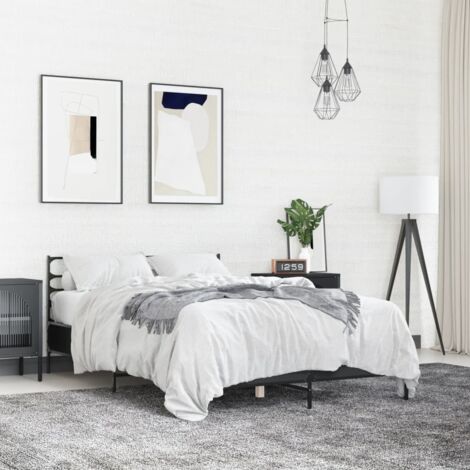 Bed Frame without Mattress Black 135x190 cm Double vidaXL (1/5)