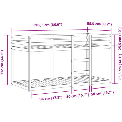 Bunk Bed without Mattress Pink 80x200 cm Solid Wood Pine vidaXL