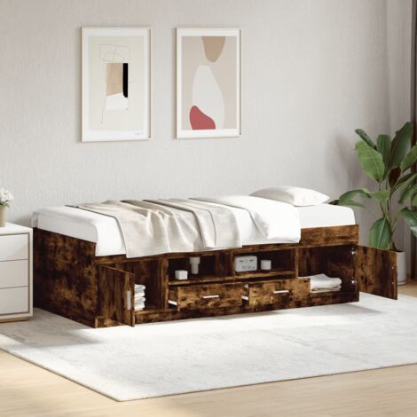 Daybed with Drawers without Mattress Smoked Oak 90x190 cm Single vidaXL