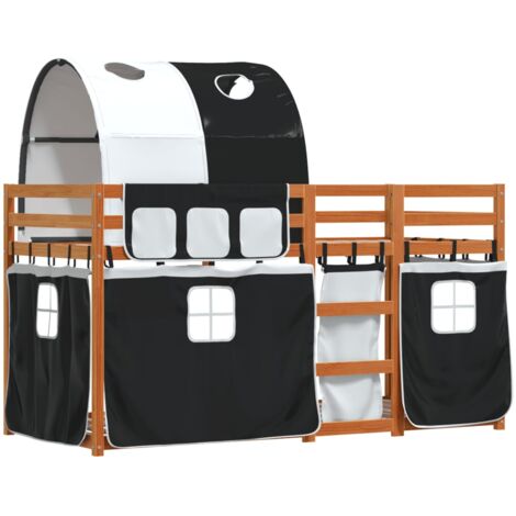 vidaXL Bunk Bed without Mattress White&Black 90x190 cm Single Solid Wood Pine (1/5)