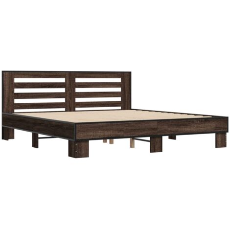 Bed Frame without Mattress Brown Oak 200x200 cm vidaXL