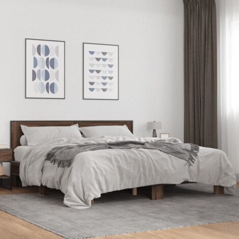 Bed Frame without Mattress Brown Oak 200x200 cm vidaXL