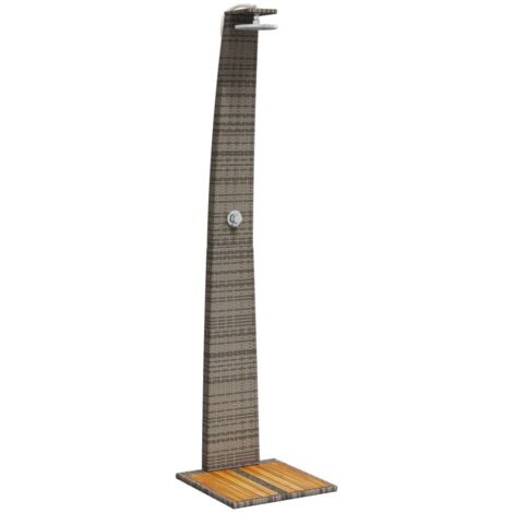 Outdoor Shower Grey 55x60x224 cm Poly Rattan and Acacia Wood vidaXL