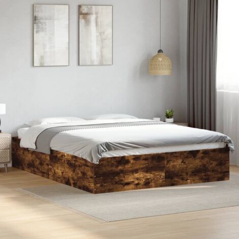 Bed Frame without Mattress Smoked Oak 150x200 cm King Size vidaXL (1/5)
