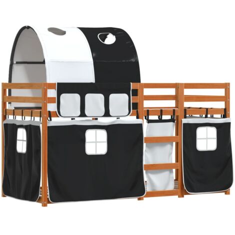 Bunk Bed without Mattress White&Black 75x190 cm Small Single Solid Wood Pine vidaXL