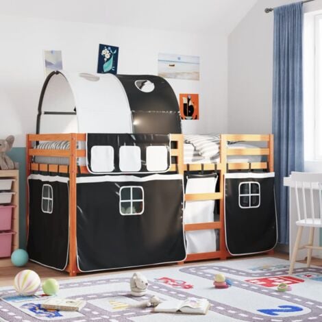 Bunk Bed without Mattress White&Black 75x190 cm Small Single Solid Wood Pine vidaXL
