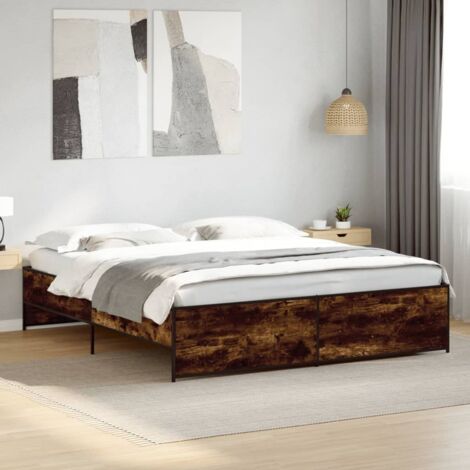 Bed Frame without Mattress Smoked Oak 180x200 cm Super King vidaXL (1/5)