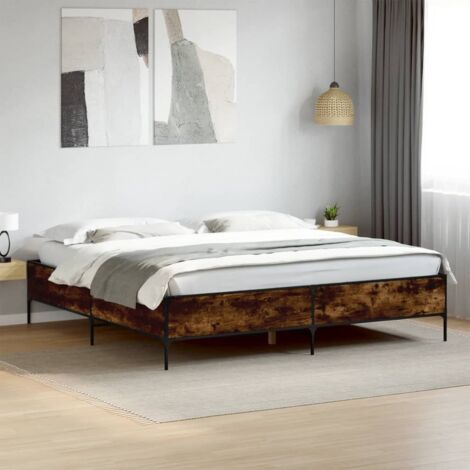 Bed Frame without Mattress Smoked Oak 200x200 cm vidaXL (1/5)