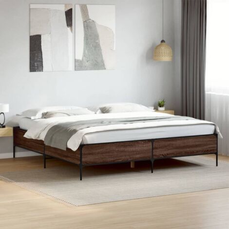 Bed Frame without Mattress Brown Oak 180x200 cm Super King vidaXL (1/5)
