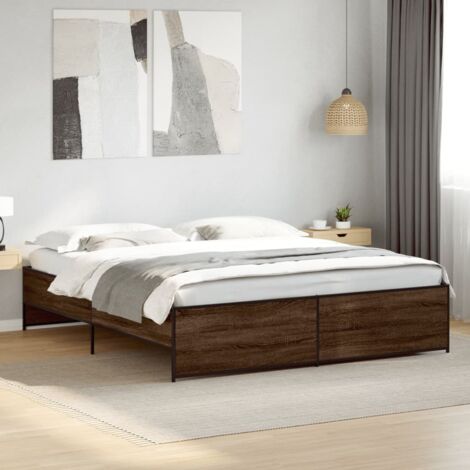 Bed Frame without Mattress Brown Oak 180x200 cm Super King vidaXL (1/5)