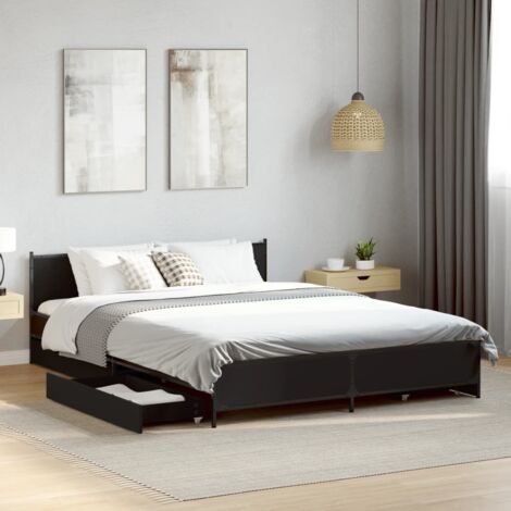 Bed Frame with Drawers without Mattress Black 135x190 cm Double vidaXL