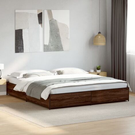 Bed Frame without Mattress Brown Oak 200x200 cm vidaXL