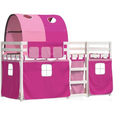 Bunk Bed without Mattress Pink 75x190 cm Small Single Solid Wood Pine vidaXL