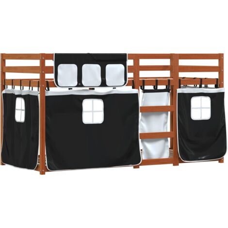 Bunk Bed without Mattress White&Black 80x200 cm Solid Wood Pine vidaXL