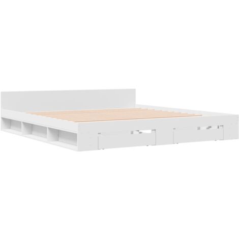 Bed Frame with Drawers without Mattress White 200x200 cm vidaXL