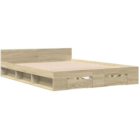 Bed Frame with Drawers without Mattress Sonoma Oak 140x200 cm vidaXL