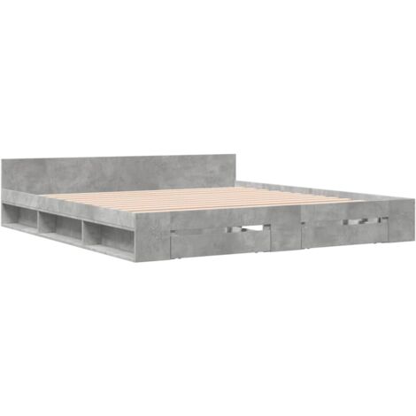 Bed Frame with Drawers without Mattress Concrete Grey 200x200 cm vidaXL