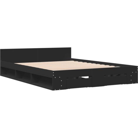 Bed Frame with Drawers without Mattress Black 140x200 cm vidaXL
