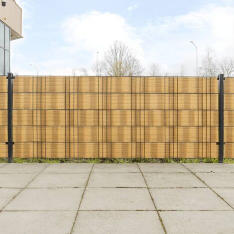 Balcony Screens 10 pcs Light Brown 255x19 cm Poly Rattan vidaXL