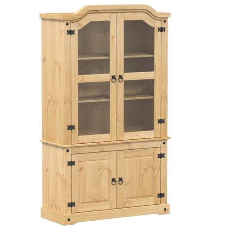 Glass Display Cabinet Corona 103.5x42x180 cm Solid Wood Pine vidaXL