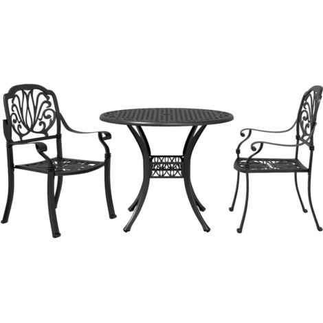 Bistro Set  Black  Cast aluminium  Medium  Bistro Set  Round vidaXL (1/5)