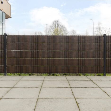 Balcony Screens 10 pcs Brown and Black 255x19 cm Poly Rattan vidaXL