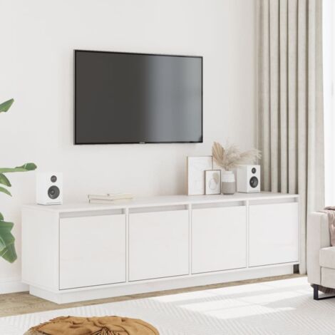 TV Cabinet White 156x37x45 cm Solid Wood Pine vidaXL (1/5)