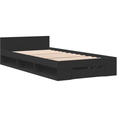 Bed Frame with Drawer without Mattress Black 75x190 cm Small Single vidaXL
