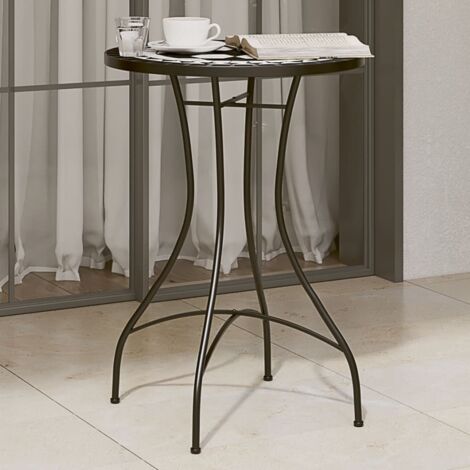 Mosaic Bistro Table Black and White Ø50x70 cm Ceramic vidaXL