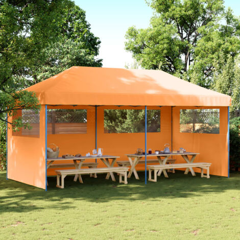 Foldable Party Tent Pop-Up with 3 Sidewalls Orange vidaXL