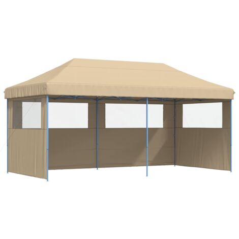 Foldable Party Tent Pop-Up with 3 Sidewalls Beige vidaXL