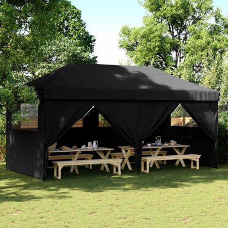 Foldable Party Tent Pop-Up with 4 Sidewalls Black vidaXL