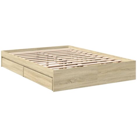 Bed Frame with Drawers without Mattress Sonoma Oak 140x190 cm vidaXL