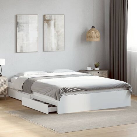 Bed Frame with Drawers without Mattress White 160x200 cm vidaXL