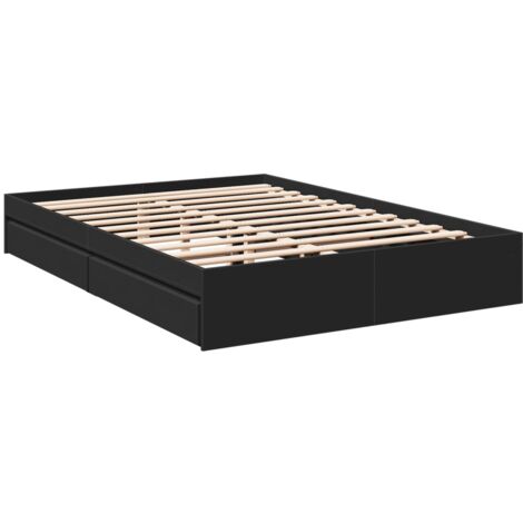 Bed Frame with Drawers without Mattress Black 150x200 cm King Size vidaXL