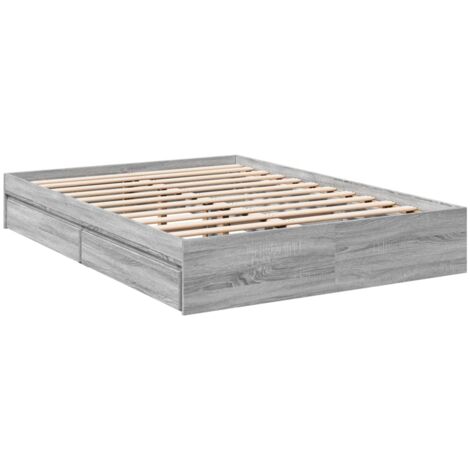 Bed Frame with Drawers without Mattress Grey Sonoma 140x200 cm vidaXL