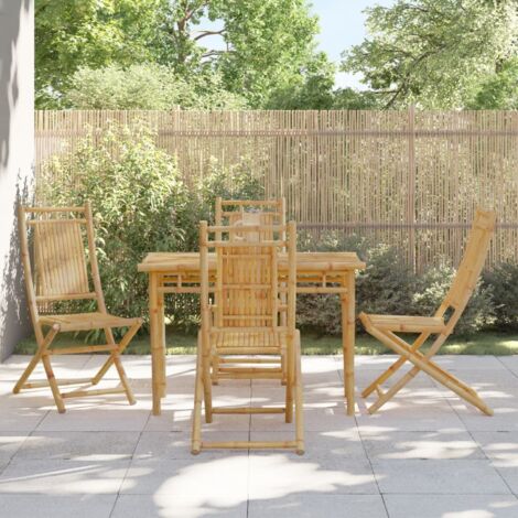 5 Piece Garden Dining Set Bamboo vidaXL (1/5)